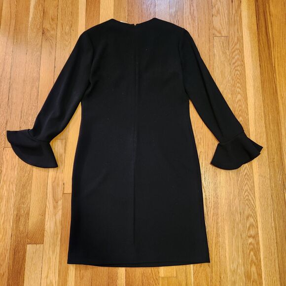 Diane Von Furstenberg DVF Chic Hazina Shift Dress U-Neck, Bell Cuffs, Black Sz 6 - Picture 6 of 10